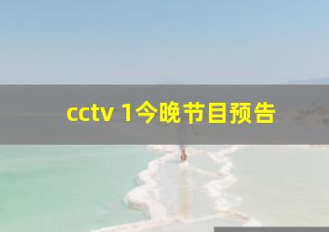 cctv 1今晚节目预告